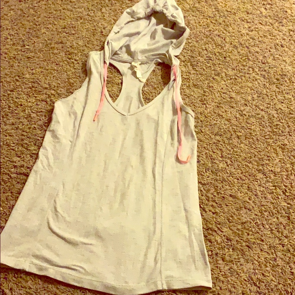 Lorna Jane gray racer back hoodie work out gym top